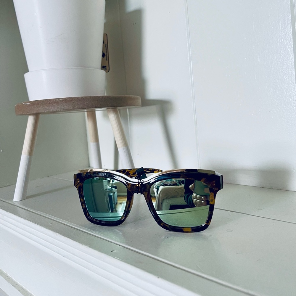 Animal Print Reflective Oversized Sunglasses